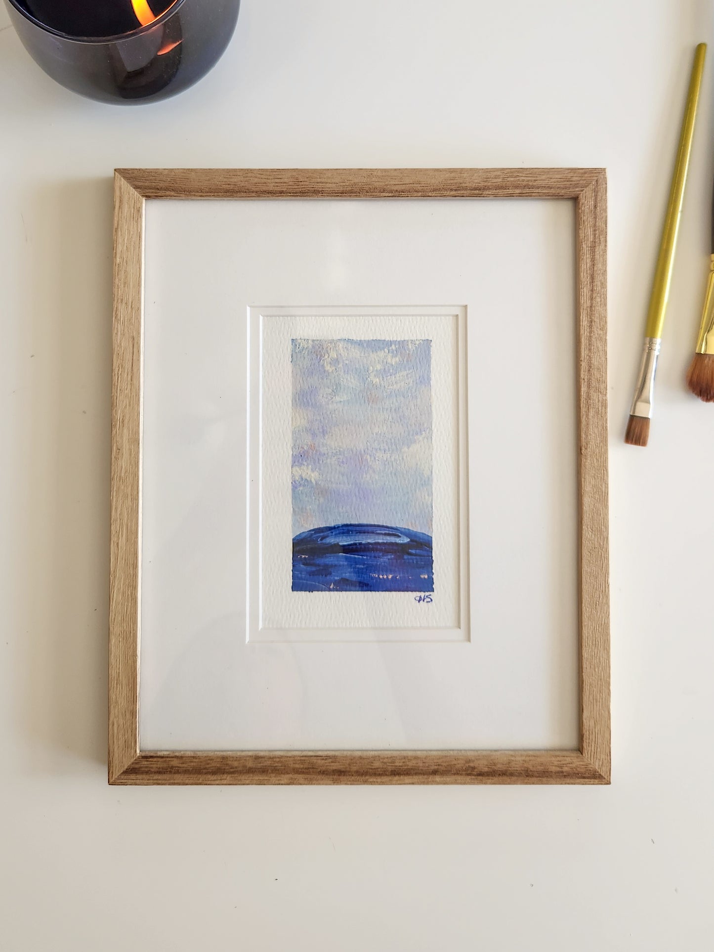 Blue Moment 4 - Framed Original Acrylic Art Piece