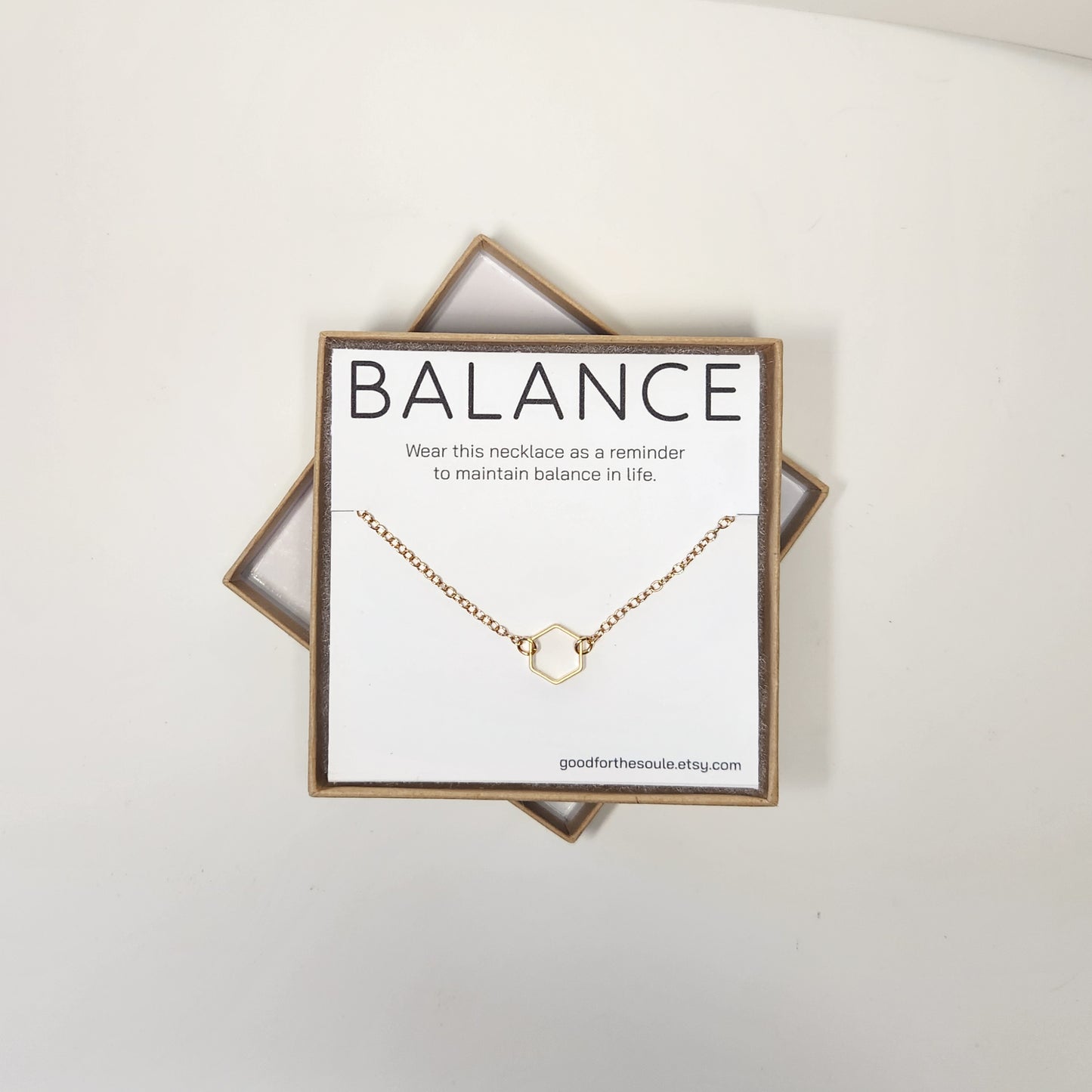 Gold Hexagon Necklace - Balance Jewelry - Geometric Minimal Modern Jewelry