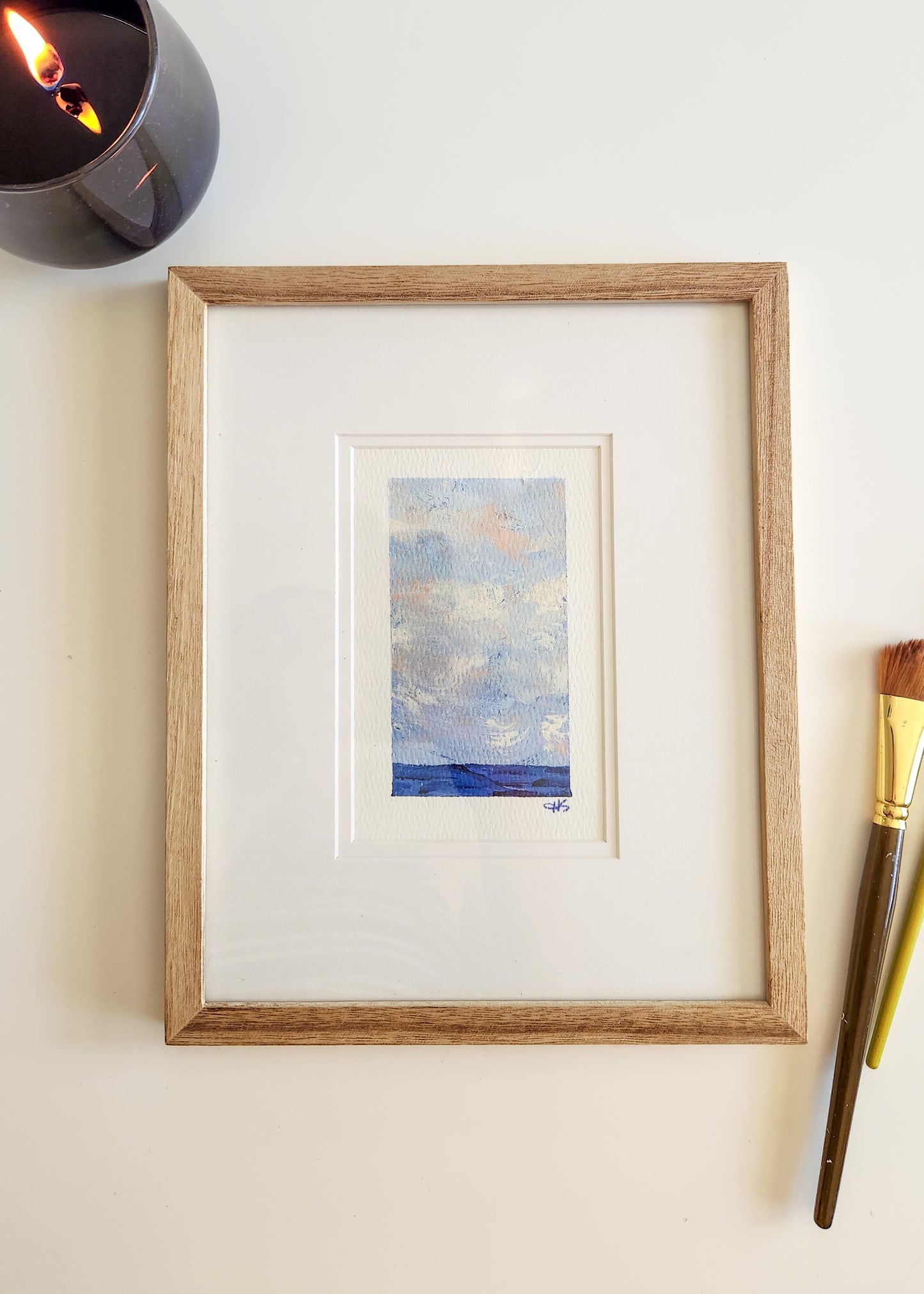 Blue Moment 1 - Framed Original Acrylic Art Piece