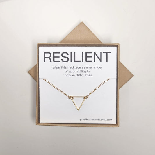 Gold Triangle Necklace - You are Resilient Jewelry