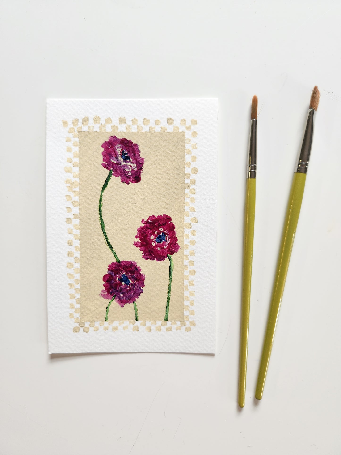 "Pretty Little Baby" – 3 Ranunculus with Checker Border